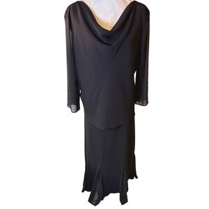 Vintage Whimsigoth Gothcore dress Black Beaded Evening Top & Skirt‎ 20W